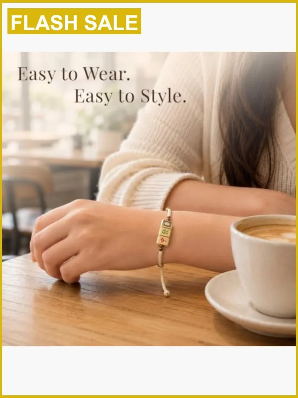 Lucky Mahjong Bracelet - Feng Shui Wealth & Success Charm, Adjustable Cord